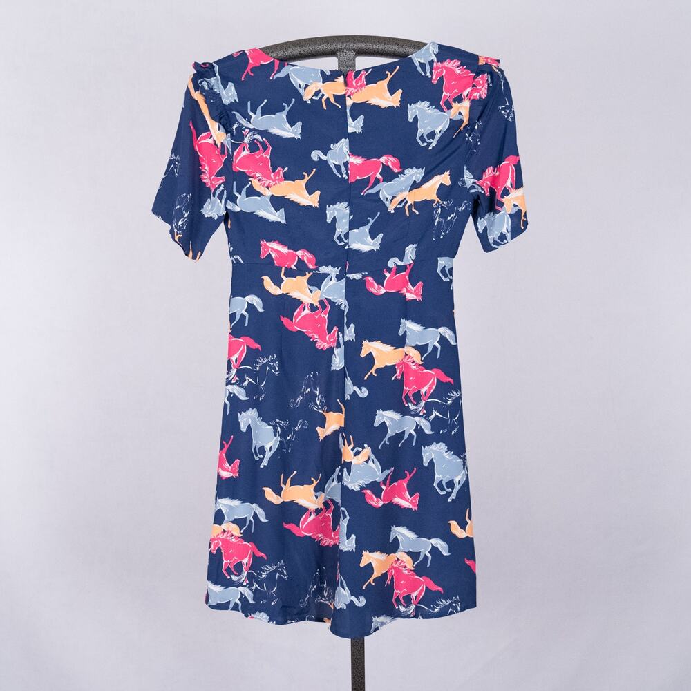 ModCloth Women's Size SMALL Neon Stampede Dress Ruffle Festival Western Skater - Picture 5 of 6